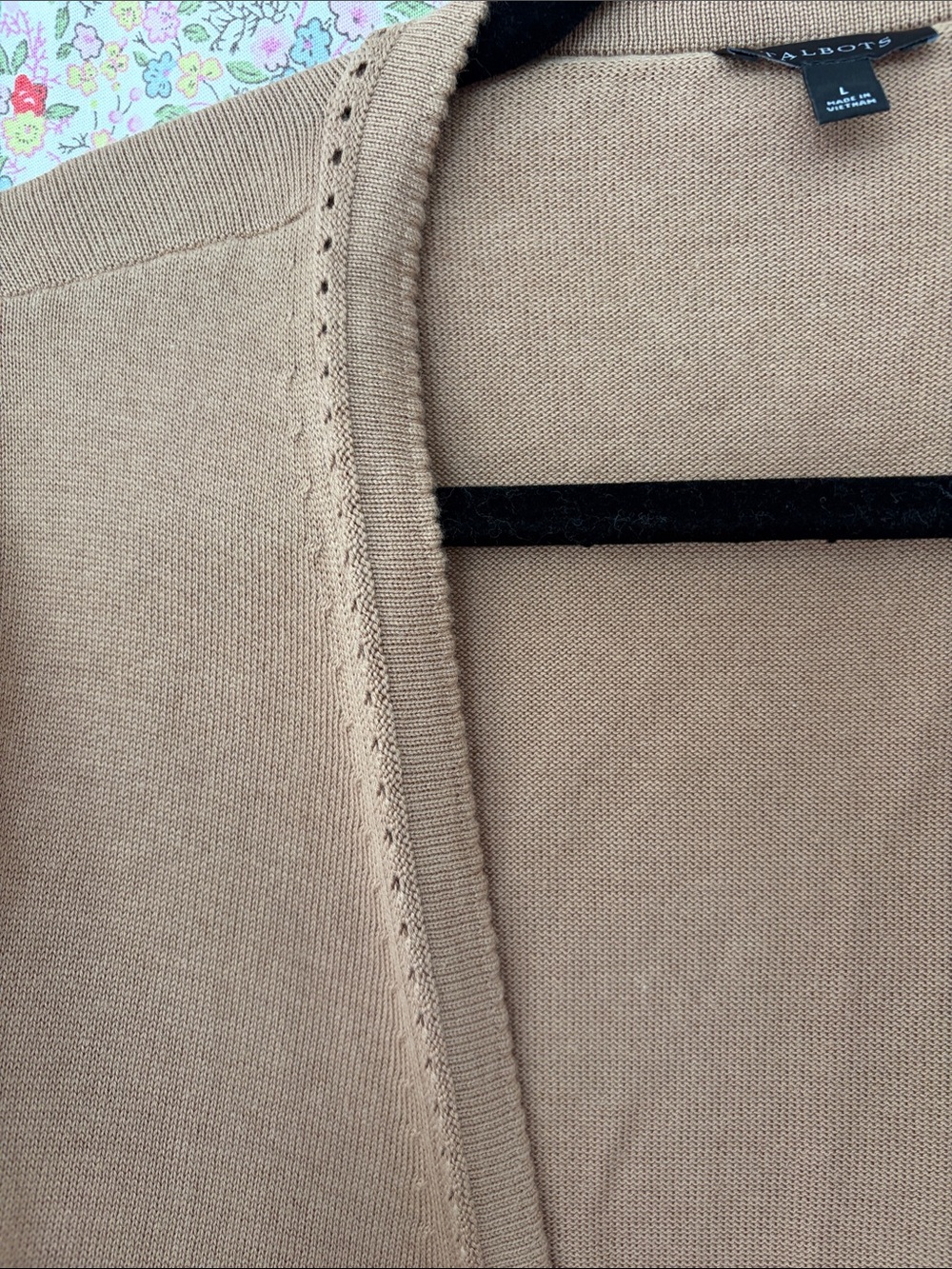 Talbots Camel Cropped Open-Front Cardigan - Picture 2 of 3